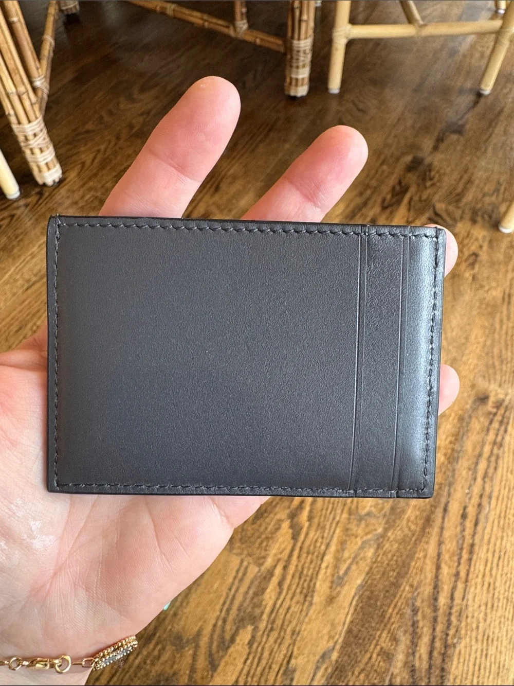Tiffany & Co. Men's dark silver Leather Card Holder